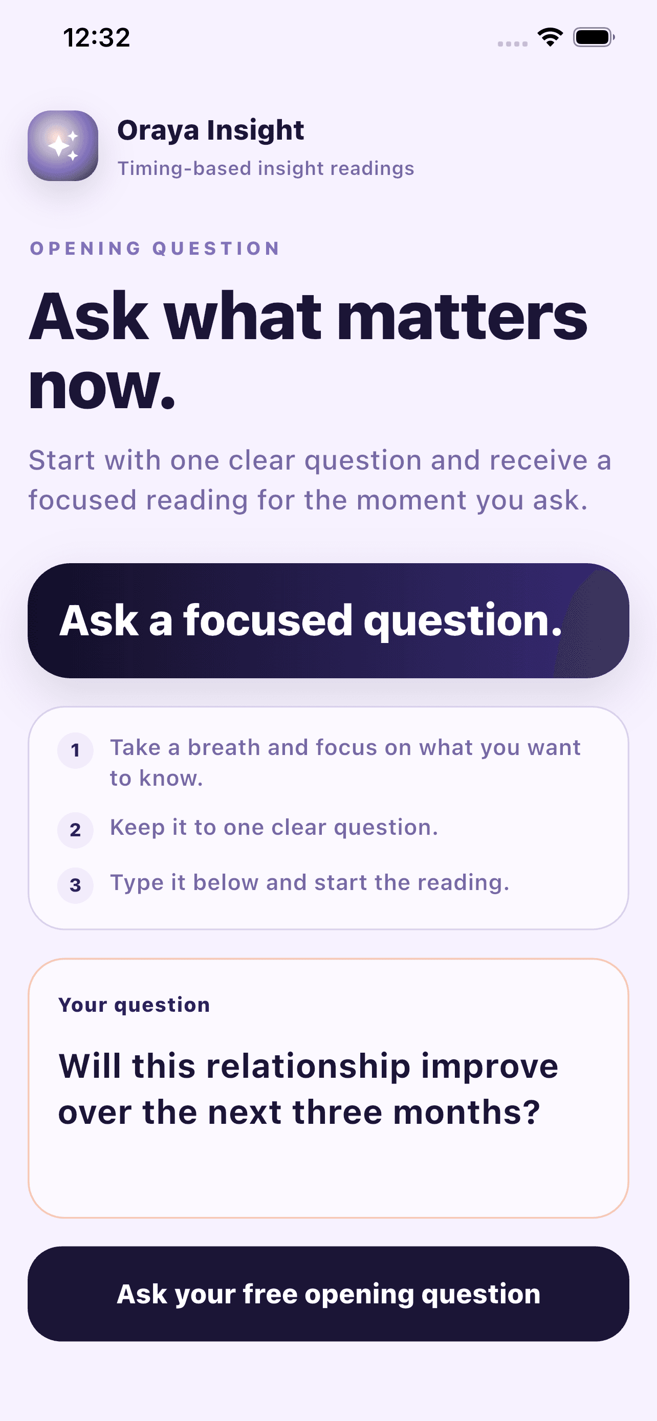 Focused answers, saved readings, and follow-up insight.